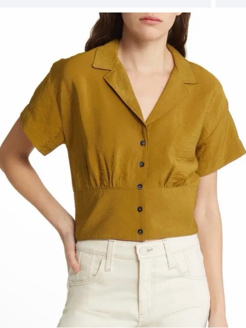 EUC, Small, Madewell Drapey Banded Bottom Button-Down Top